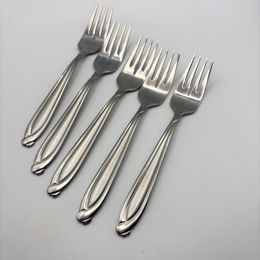 5 Hampton Silversmiths CONCORDE Salad Forks Stainless Steel Flatware 18/8 Korea